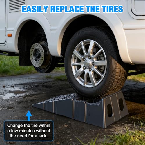 Car Ramps for Oil Changes, 2 Pcs 13000lbs Heavy Duty Plastic Oil Change Ramps, 12" Wide Low Profile Design with 8.6" Lift Height, Jack Support for Vehicle Service & Garage Repair Black