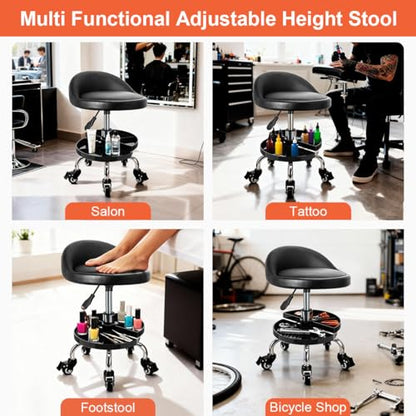 JOSTZHXIN Garage Mechanic Stool Chair Rolling Shop Chair, Height Adjustable Garage Shop Seat, Low Stools with Storage Tray, Rolling Stool for Salon SPA Tattoo (Style 2) - style: Style 2