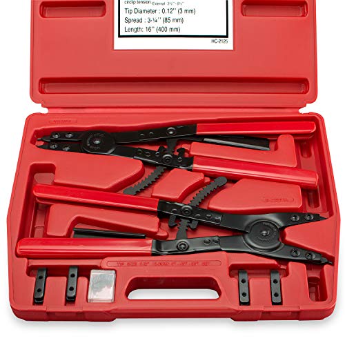 Neiko 02130A Heavy Duty 16" Snap Ring Plier Set, 2 Piece, External and Internal Pliers, Straight, 45°, 90° Tips - style: Heavy Duty Snap Ring Pliers