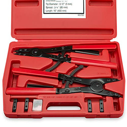 Neiko 02130A Heavy Duty 16" Snap Ring Plier Set, 2 Piece, External and Internal Pliers, Straight, 45°, 90° Tips - style: Heavy Duty Snap Ring Pliers