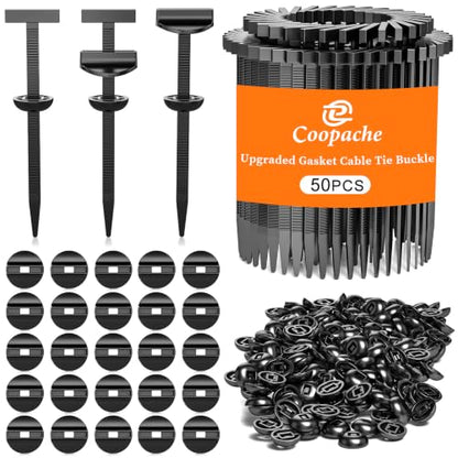 50-Pack Nylon Universal Cable Tie Buckle for Car, Automotive Zipper Clips | and Fasteners Heavy Duty, Upgraded Grip Auto Zip Ties Double-Sided Gear (Black 50 PCS (25 Spring Washer)) - style: Black 50 PCS (25 Spring Washer)