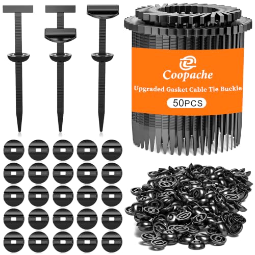 50-Pack Nylon Universal Cable Tie Buckle for Car, Automotive Zipper Clips | and Fasteners Heavy Duty, Upgraded Grip Auto Zip Ties Double-Sided Gear (Black 50 PCS (25 Spring Washer)) - style: Black 50 PCS (25 Spring Washer)