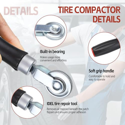Hovom 2PCS Tire Repair Tools, Tire Compaction Roller & Inner Liner Scraper Tool Kit, Tires Patch Roller, Car Tires Patch Tool Kit for SUV Truck Motorcycle Bike, Universal Car Accessories
