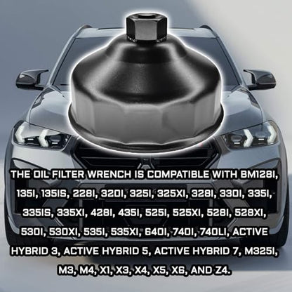 Oil Filter Removal Tool for BMW Oil Filter Wrench 86mm 16 Flutes Oil Filter Plug Tool Socket Set Compatible with BMW and Volvo 86.4mm Cartridge Style Filter Housing Caps to Change Oil