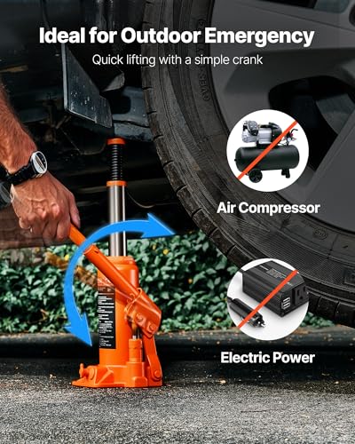VEVOR Hydraulic Bottle Jack, 6 Ton (13227.6 lbs) Capacity, 7.7-14.8 Inch Lifting Range, Heavy Duty Welded Bottle Jack for Car, SUV, Pickup, Auto Repair, House Lift and Agricultural Equipment, Orange - size: 6T