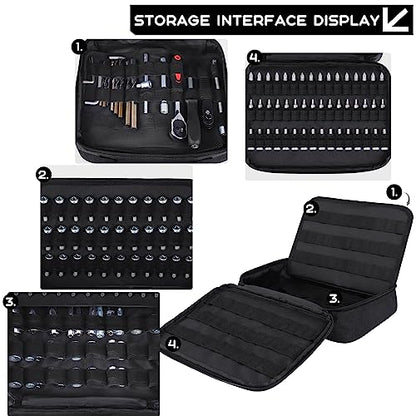 138 Hole Portable Socket Organizer, Drill Bit Organizer Drill Bit Holder Bit Pouch 1/4-Inch, 3/8-Inch, 1/2-Inch,Screwdriver Bit Organizer Drive Bit Adapter Storage Drill Bit Case Only