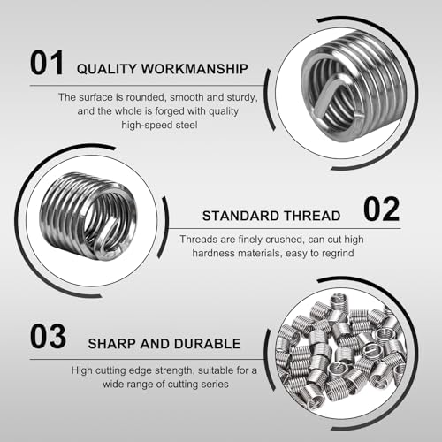 100PCS Thread Repair Insert, M6 × 1.0 × 1.5D Helicoil Metric Thread Sleeve Steel Sheaths Wire Thread Inserts, 304 Stainless Steel Helicoil Coiled Wire Screw Thread Repair Kit - color: 9mm
