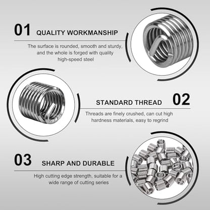 100PCS Thread Repair Insert, M6 × 1.0 × 1.5D Helicoil Metric Thread Sleeve Steel Sheaths Wire Thread Inserts, 304 Stainless Steel Helicoil Coiled Wire Screw Thread Repair Kit - color: 9mm