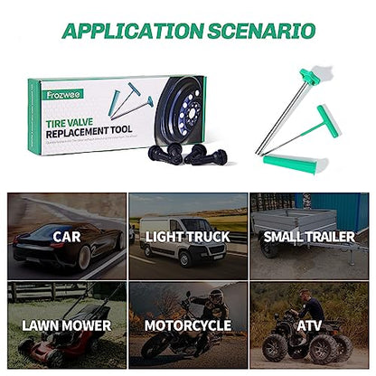 Tire Valve Stem Core Quickly Replacement Tool Kit,Perfect Tool for Replacing Leaky Valves in Cars,Trucks,Motorcycles, etc.with 4PCS TR413 Valve Stems - size: 1SET Tool & 4PCS TR413 Valve Stems