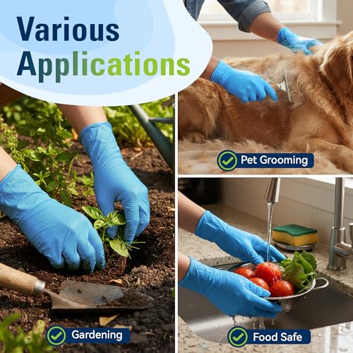 SWIFTLITE Nitrile Gloves, Food Safe Disposable Gloves Latex Free, Blue Rubber Gloves Powder Free for Cooking and Cleaning - size: Medium