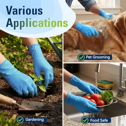 SWIFTLITE Nitrile Gloves, Food Safe Disposable Gloves Latex Free, Blue Rubber Gloves Powder Free for Cooking and Cleaning - size: Large