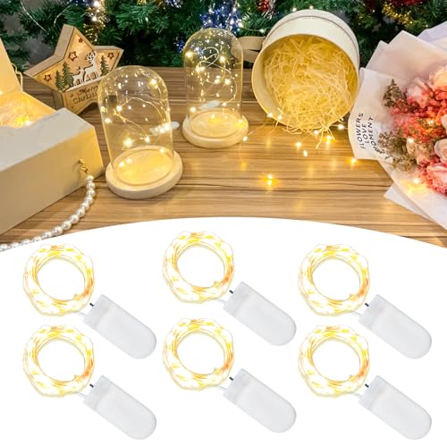 Etinga 6 Pack Fairy Lights Battery Operated String Lights, 10 LED on 3.3ft Silvery Copper Wire,High Brightness for Wedding Christmas Flowers Gift Box Decoration (6 Pack, Warm White) - color: Warm White, size: 6 Pack