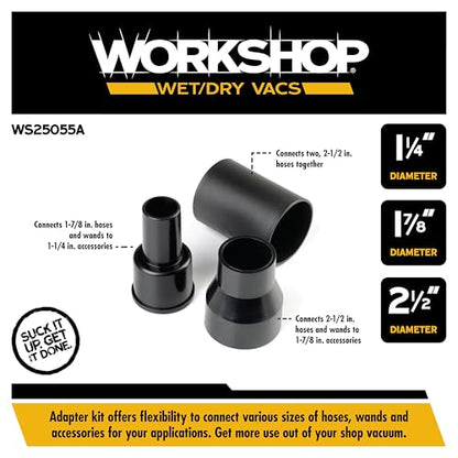 WORKSHOP Wet/Dry Vacs WS25055A 3-Piece Adapter Shop Vacuum Attachment Kit