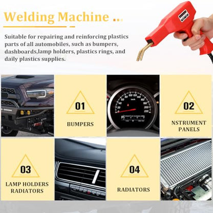 Car Plastic Welder, Vehicle Plastic Welding Kit with 200PCS Hot Welding Staplers ＆ Carry Case, Portable Automotive Bumper Crack Repair Welder Gun Set, Universal for SUV Sedan RV