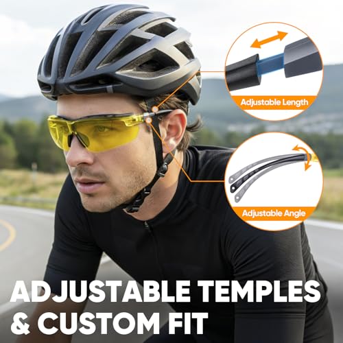 TICONN Anti-Fog Safety Glasses for Men and Women, ANSI Z87.1 Scratch Proof Eye Goggles with Adjustable Arms and UV Protection - style: 10 Pack/Yellow