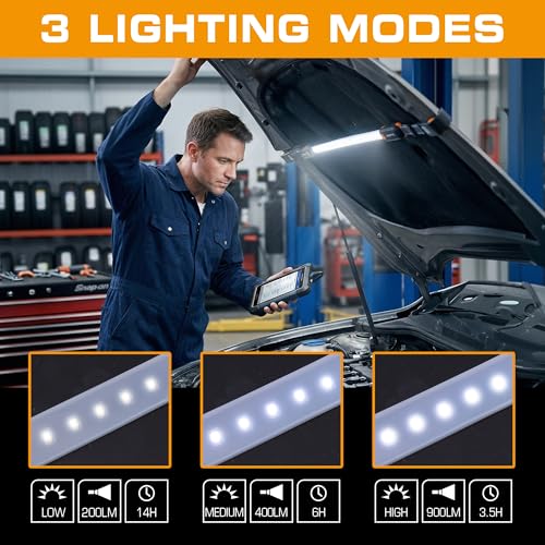EverBrite Rechargeable Underhood Work Light, Magnetic Under Hood LED Work Light Bar for Mechanic, 3 Power Modes with Adjustable Straps and Hooks, Ideal Gifts for Mechanics, Men, Automotive, Garage