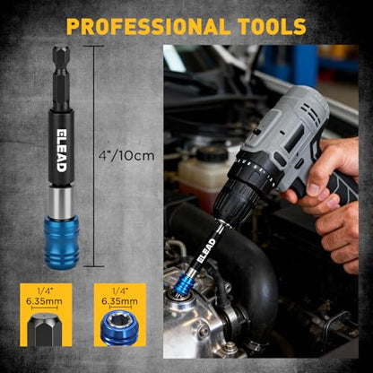 3-Piece 1/4" Quick Change Drill Bit Holder, 4-inch Hex Shank Bit Extension Set, CR-V Steel Quick-release Screwdriver Bits Holder with Storage Base - style: 4" Upgraded Version