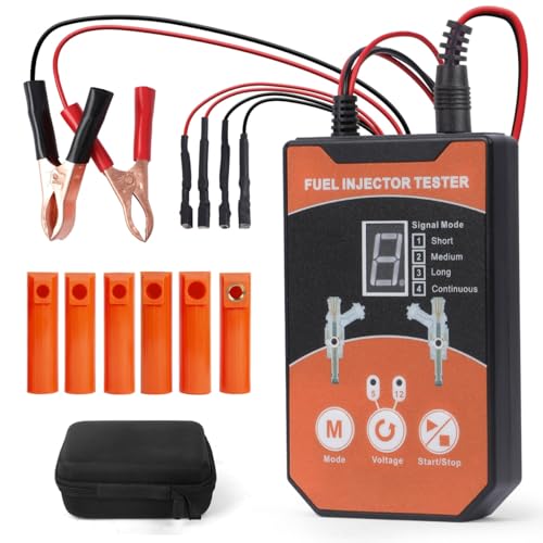 Fuel Injector Cleaner Kit Universal Fuel Injector Tester And Cleaner Kit,8 Pulse Modes Fuel Injector Cleaning Kit,DIY Fuel Injector Cleaner Tool with 6 Size Cleaning Adapters,12V/5V Output Power