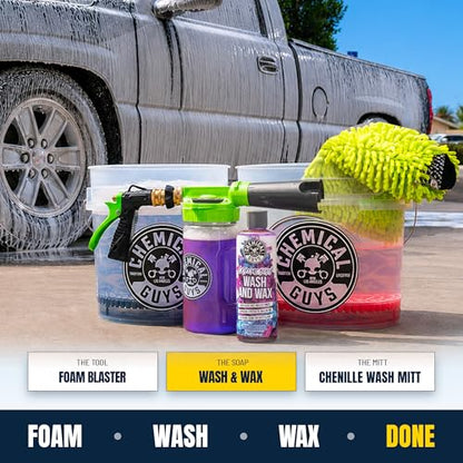 Chemical Guys, Extreme Bodywash & Wax Car Wash Soap, Grape Scent, 1 Gallon | Thick clinging foam in cannons, guns or buckets, carnauba adds gloss, gentle on wax and sealant, grape scent - size: 128 Ounce (Pack of 1)
