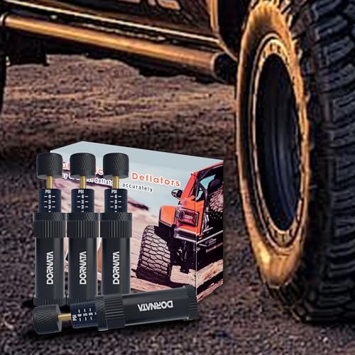 Adjustable Tire Deflator Auto-Stop (10-40 PSI) Offroad Accessories Valve Stem kit 4x4 Tyre Air Down Tool for Truck, Pickup, Motorcycle,Jeep etc.(Black)
