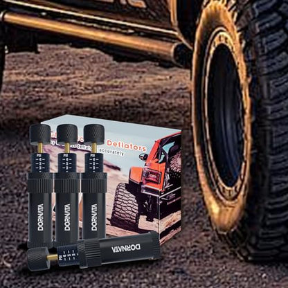 Adjustable Tire Deflator Auto-Stop (10-40 PSI) Offroad Accessories Valve Stem kit 4x4 Tyre Air Down Tool for Truck, Pickup, Motorcycle,Jeep etc.(Black)