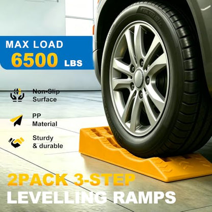 3-Step Rv Levelling Ramps Heavy-Duty Anti-Skid Camper Leveling Blocks 2Pack Trailer ramps for Height Adjustable