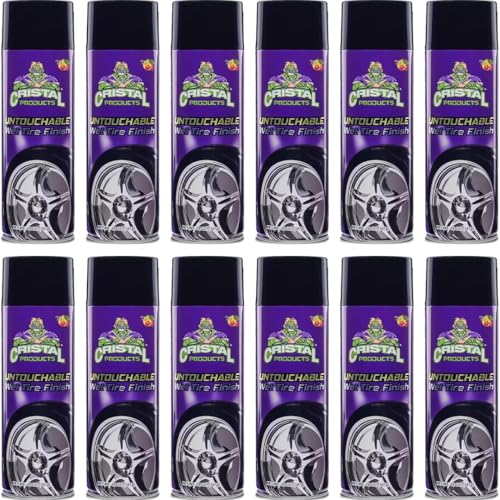 Cristal Products Untouchable Tire Shine Spray – Long-Lasting Wet Tire Finish for Deep Gloss & Protection – Waterproof Tire Shine, Easy Application, Premium Tire Cleaner Shine 13oz (12PK) - size: 13oz-12PK