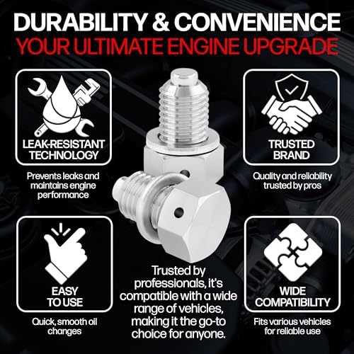 Votex - Made in USA - M12 X 1.5MM Magnetic Engine Oil Drain Plug fits BMW, Mini, Toyota - Stainless Steel - Part Number DP010 - size: M12 X 1.5 Magnetic Drain Plug