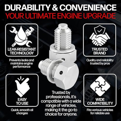 Votex - Made in USA - M12 X 1.5MM Magnetic Engine Oil Drain Plug fits BMW, Mini, Toyota - Stainless Steel - Part Number DP010 - size: M12 X 1.5 Magnetic Drain Plug