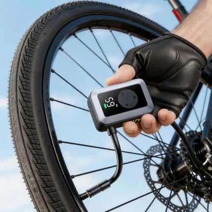 Mini Bike Tire Pump, 120PSI Portable Electric Bicycle Air Pump with Digital Gauge & Auto-Stop, 20s Faster Inflation for Road Bike, Mountain Bike, E-Bike – Presta/Schrader Valve Compatible