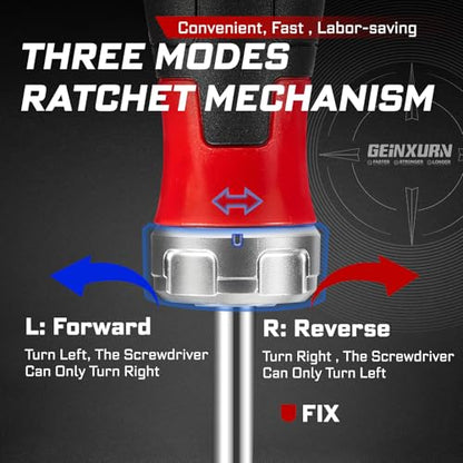 GEINXURN 19 Pieces Ratcheting Screwdriver Set and Socket Wrench Set, Mini Rachet Wrench, Rachet Screwdriver Handle and Nut Driver with 12 Pcs Impact Screwdriver Bit, Hand Tools Set for Repair DIY - style: RM019-US