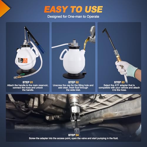 GOOACC Transmission Fluid Pump Kit 7.5L Automotive Manual Oil Pump Extractor ATF Refill Dispenser Transfer Pump with 15 ATF Filler Adapters 2Gal Oil Filling Filler System Fluid Extractor Pump Tool Kit - size: 7.5L