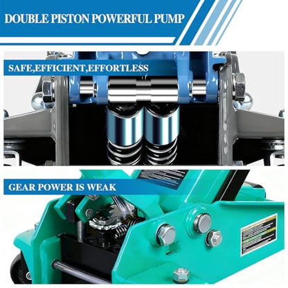 Larbanke 3 Ton Low Profile Floor Jack - Heavy Duty Steel Hydraulic Car Jack with Dual-Piston Rapid Lift Pump, 3.34"-18.5" Lifting Range, Magnetic Parts Tray, Blue - size: 465MM-3T