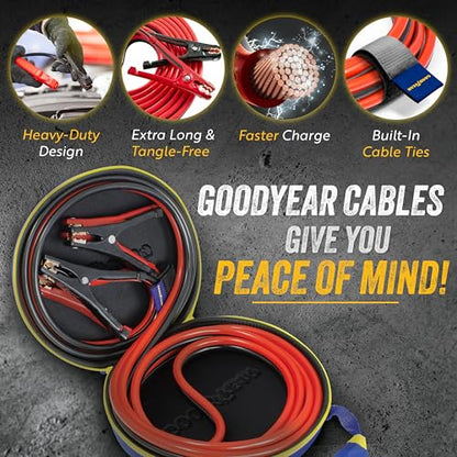 GOODYEAR Heavy Duty Jumper Cables for Car Battery - 4 Gauge Thick Wire, Extra Long 16 ft Booster Cables with Carrying Case for Cars, Trucks, SUVs, Emergency Roadside Kit Car Accessories - size: 4 Gauge 16 FT