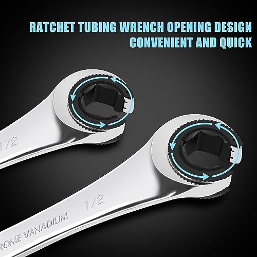 LOSCHEN 10 pcs SAE Ratcheting Wrench Combination Wrench Set 10 Pcs/Set with 72 Teeth, Chrome Vanadium Steel Tubing Ratchet Spanner（US and European Patents） - size: SAE set/10pcs