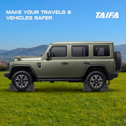 Taifa 4PCS Heavy Duty Rubber Wheel Chocks for Travel Trailers, RV Wheel Stoppers Tire Chock with Portable Handle for Camper Cars Trucks etc., Black - color: Rubber-4Pcs
