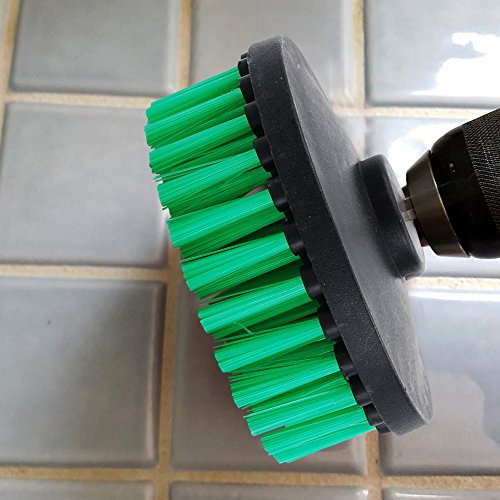 HIFROM Drill Brush - 4 inch Power Drill Attachment Medium Duty Scrubbing Stiffness Scrub Cleaning Brush for Bathroom Surfaces Tile Grout Showers Hard Water Stains Rust Mineral Marble Grout - color: Green
