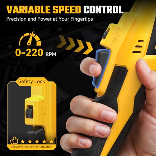3/8" Cordless Ratchet Wrench for De-WALT 20V Max Battery - 42Ft-Lbs Brushless Motor Electric Ratchet Set with 0-220RPM Variable Speed, 8 Sockets, 3/8" and 1/4" Adapters,3" Extension Bar (Tool Only)