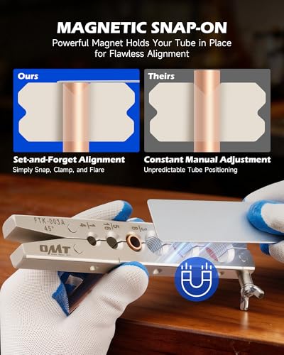 Orion Motor Tech Flaring Tool, Magnetic Height Limit 1/4"-3/4" Tube Flare Tool for 45° Eccentric Single Flares, Tubing Flare Tool Kit for Soft Copper Aluminum Steel Pipe - size: 1/4-3/4 in