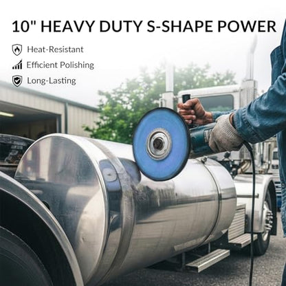 10" S-Shape Airway Buffing Wheel with 5/8" Arbor Flange-Free Hub，Blue Buffing Wheels for Angle Grinder, Heavy Cutting Metal Polishing Wheels for Aluminum Wheel Stainless Steel Surface Prep - color: Course Polishing