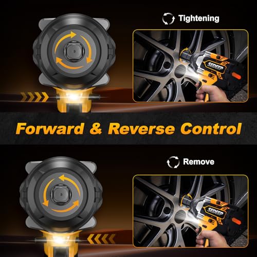 Impact Wrench 1/2 Inch, High Torque Impact Gun with 1500N·m(1100 Ft-lbs), 21V Brushless Electric Impact Wrench with 2*40Ah Battery, 3-Speed, LED Light, 5 Sockets for Car/Mower/Pickup/Truck RV