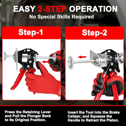 Quick Brake Caliper Compression Tool for Single Piston Disc Brake Calipers | Heavy Duty Brake Piston Compressor for Brake Pad Replacement on Most Cars, SUVs & Light Trucks - size: Single Brake Pad Spreader