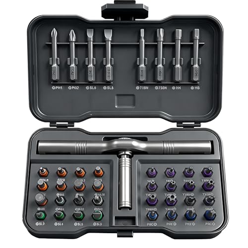 42 in 1 Magnetic Screwdriver Set, DIY Ratchet Screwdriver Set, Multi Bit Magnetic Drive,with Detachable Ratchet Handle and Storage Case, Portable Compact Repair Tool Kit for Furniture Computer Bicycle