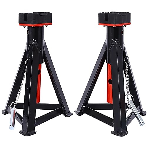 Gecheer 3 Ton Jack Stands Pair – 6000 lb Capacity Adjustable Axle Stands with 6 Height Settings, Rust-Resistant Anodized Posts and Powder-Coated Base