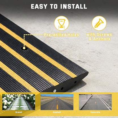 Yescom Driveway Curb Ramp Low Profile Car Ramp 2.6" Rise Garage Sidewalk | 2 Pack