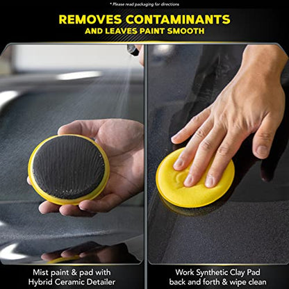 Meguiar's Hybrid Ceramic Wax & Shine Kit - Includes Ceramic Wax and Ceramic Detailer, with Microfiber Clothes and buffing Pads for Cars, trucks, & SUVs