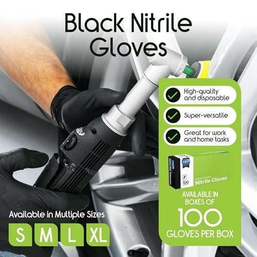 Inspire Black Nitrile Disposable Gloves | 4.5 Nitrile Disposable Safety Medical Cooking Cleaning Gloves - size: X-Large, style: Black - Box of 100