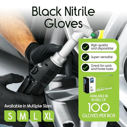 Inspire Black Nitrile Disposable Gloves | 4.5 Nitrile Disposable Safety Medical Cooking Cleaning Gloves - size: Small, style: Black - Box of 100