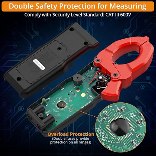 Neoteck Clamp Meter 4000 Counts Amp Meter for TRMS AC Current AC/DC Voltage 600A Auto Range Digital Multimeter with Capacitance Continuity Resistance NCV Diode Test for Car Electric Cabinet - style: Red,600A AC Current