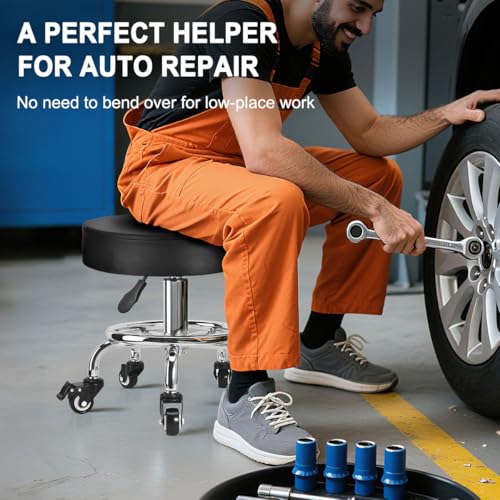 JOSTZHXIN Low Height Rolling Stool Height Adjustable Low Roller Seat, Swivel Small Chair Mechanic Stool, Short Stools for Home Office Garage Shop (Style 2) - style: style 2